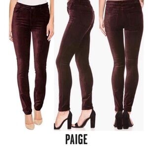 Women’s Paige Hoxton Ultra Skinny Wine Velvet Pants Size 26